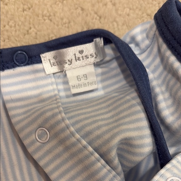 Baby Blue Striped Romper - Picture 2 of 3